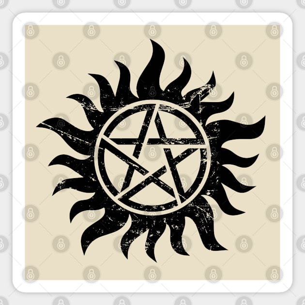 Distressed Pentacle with Flames (Dark Print) Magnet by Jarecrow 